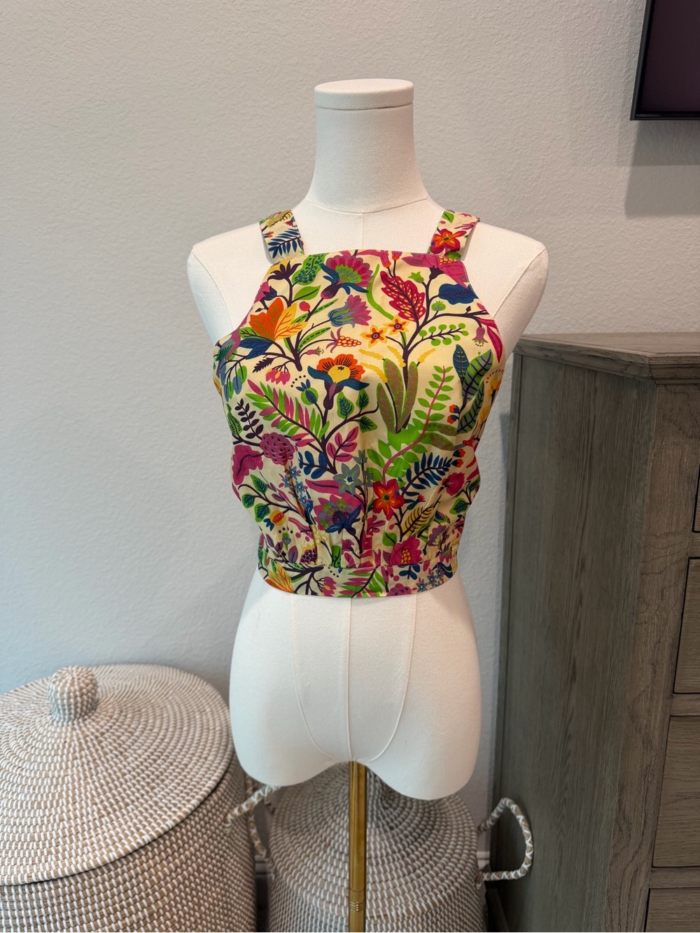 Buffalo David Bitton Floral Halter Cropped Top